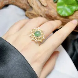 Nhẫn ngọc Phỉ thuý Miến Điện (Myanmar), vàng 18k