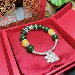 Vòng chuỗi ngọc bích Canada mix hổ phách