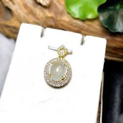 Mặt dây ngọc Phỉ thuý băng chủng Myanmar, vàng 18k - Hình ảnh 2