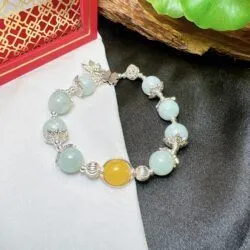 Vòng chuỗi ngọc Cẩm thạch Miến Điện (Myanmar) mix hổ phách - Ảnh 4