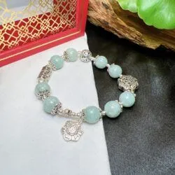 Vòng chuỗi ngọc Cẩm thạch Myanmar mix charm bạc - Ảnh 3