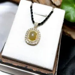 Mặt dây ngọc Phỉ thuý Hoàng phỉ Myanmar, vàng 18k - Hình ảnh 3