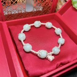 Vòng ngọc Cẩm thạch Myanmar mix charm bạc
