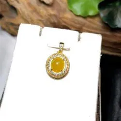 Mặt dây chuyền ngọc Phỉ thuý hoàng phỉ Myanmar, vàng 18k - Hình ảnh 2
