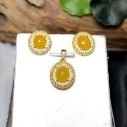 Mặt dây chuyền ngọc Phỉ thuý hoàng phỉ Myanmar, vàng 18k - Hình ảnh 6