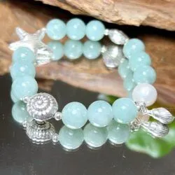 Vòng chuỗi ngọc Cẩm thạch Myanmar mix charm bạc - Hình ảnh 8