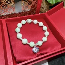 Vòng chuỗi ngọc Cẩm thạch Myanmar mix charm bạc