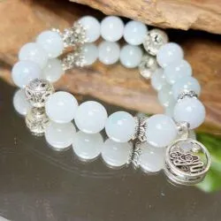 Vòng chuỗi ngọc Cẩm thạch Myanmar mix charm bạc