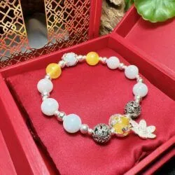 Vòng chuỗi Bạch ngọc mix hổ phách - Ảnh 4