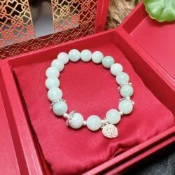 Vòng chuỗi ngọc Cẩm thạch Myanmar mix charm bạc