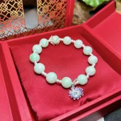 Vòng chuỗi ngọc Cẩm thạch Myanmar mix charm bạc - Ảnh 5