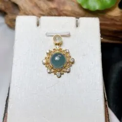 Mặt dây Phỉ thuý lam ngọc Myanmar, vàng 18k