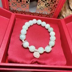 Vòng chuỗi ngọc Cẩm thạch Myanmar mix charm bạc - Hình ảnh 3