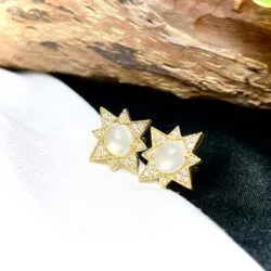 Khuyên tai ngọc Phỉ thuý băng chủng Myanmar, vàng 18k - Hình ảnh 2