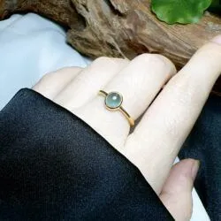 Nhẫn ngọc Phỉ thuý Lam ngọc Myanmar, vàng 18k - Ảnh 7