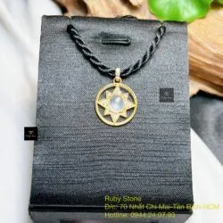 Mặt dây ngọc Phỉ thuý băng chủng, vàng 18k