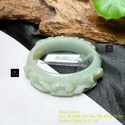 Vòng bản liền Ngọc bích Nga chạm hoa mẫu đơn - Hình ảnh 5