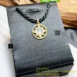 Mặt dây ngọc Phỉ thuý băng chủng, vàng 18k - Hình ảnh 3