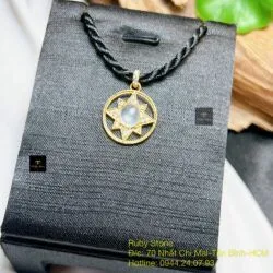 Mặt dây ngọc Phỉ thuý băng chủng, vàng 18k - Hình ảnh 2