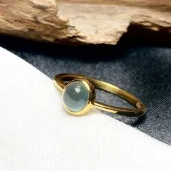Nhẫn ngọc Phỉ thuý Lam ngọc Myanmar, vàng 18k - Ảnh 4
