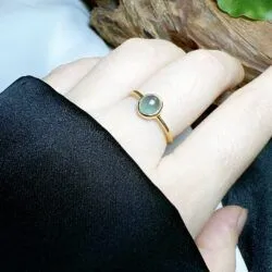 Nhẫn ngọc Phỉ thuý Lam ngọc Myanmar, vàng 18k - Ảnh 6
