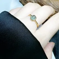 Nhẫn ngọc Phỉ thuý Lam ngọc Myanmar, vàng 18k