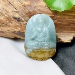 A Di Đà Phật ngọc Cẩm thạch huyết chạm tách màu tinh xảo - Ảnh 4
