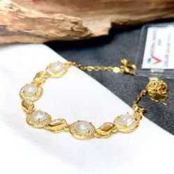 Lắc tay ngọc Phỉ thuý băng chủng Myanmar, vàng 18k - Hình ảnh 6