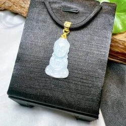 A Di Đà phật Bạch ngọc Myanmar, móc vàng 18k - Hình ảnh 3