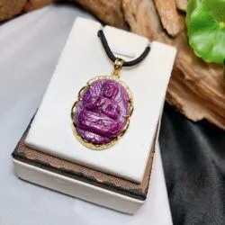 Phật bản mệnh Ruby Nam Phi, vàng 18k - Ảnh 4