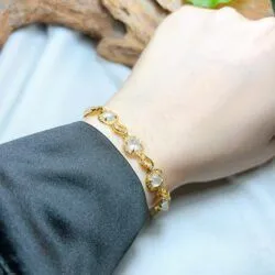 Lắc tay ngọc Phỉ thuý băng chủng Myanmar, vàng 18k