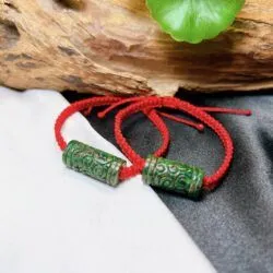 Lu thống ngọc Cẩm thạch Myanmar, chạm hoa văn cổ - Ảnh 2