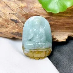 A Di Đà Phật ngọc Cẩm thạch huyết chạm tách màu tinh xảo
