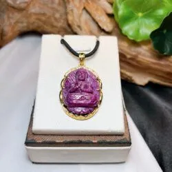 Phật bản mệnh Ruby Nam Phi, vàng 18k - Ảnh 3