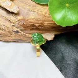 Nhẫn nữ Thiềm thừ (cóc 3 chân) ngọc bích Canada, vàng 18k - Hình ảnh 5