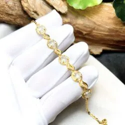 Lắc tay ngọc Phỉ thuý băng chủng Myanmar, vàng 18k - Hình ảnh 4