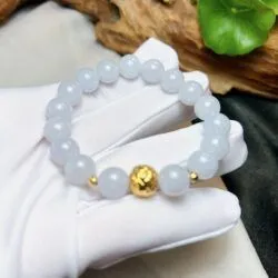 Vòng chuỗi ngọc Cẩm thạch tím, bi vàng 18k - Hình ảnh 4