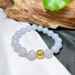 Vòng chuỗi ngọc Cẩm thạch tím, bi vàng 18k - Hình ảnh 5