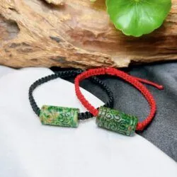 Lu thống ngọc Cẩm thạch Myanmar, chạm hoa văn cổ - Ảnh 7