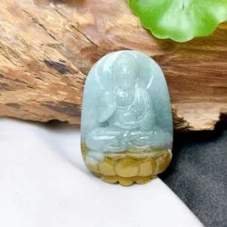 A Di Đà Phật ngọc Cẩm thạch huyết chạm tách màu tinh xảo - Ảnh 3