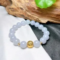 Vòng chuỗi ngọc Cẩm thạch tím, bi vàng 18k