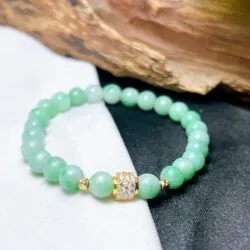 Vòng chuỗi ngọc Cẩm thạch Myanmar điểm xanh lý - Hình ảnh 3