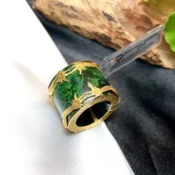 Nhẫn càn long Ngọc cẩm thạch sơn thủy Myanmar, bản 20mm - Hình ảnh 4