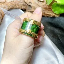 Nhẫn càn long Ngọc cẩm thạch sơn thủy Myanmar, bản 20mm - Hình ảnh 5