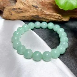 Vòng chuỗi Ngọc cẩm thạch xanh nhạt Myanmar 10 ly - Hình ảnh 2