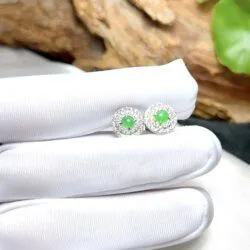 Khuyên tai ngọc Phỉ thúy Myanmar, vàng 18k - Hình ảnh 5