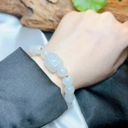 Vòng chuỗi Bạch ngọc mix Lu thống chú Om - Hình ảnh 6