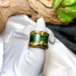 Nhẫn càn long Ngọc cẩm thạch sơn thủy Myanmar, bản 20mm - Hình ảnh 6