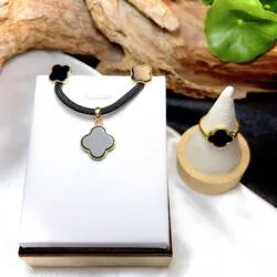 Bộ trang sức ngọc Phỉ thúy mực dục Myanmar, vàng 18k