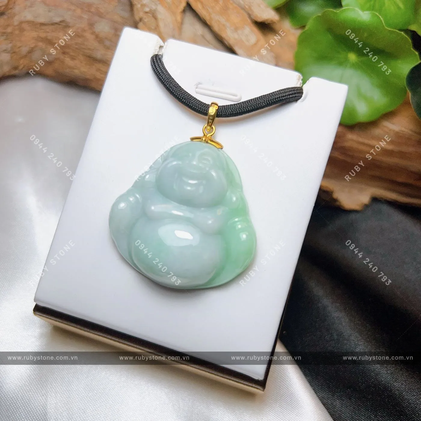 Phật Di Lặc ngọc cẩm thạch điểm xanh lý Phật Di Lặc ngọc cẩm thạch điểm xanh lý - Ảnh 5